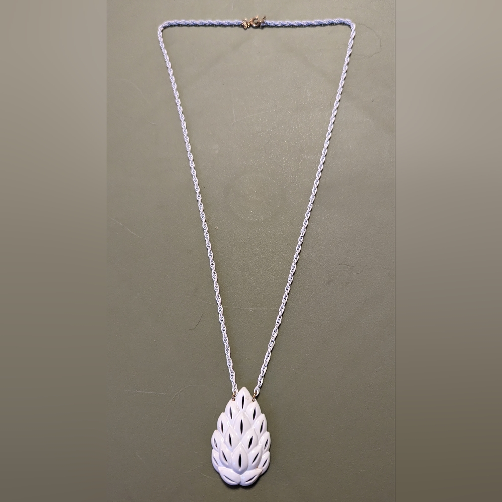 TRIFARI White Enamel Pineapple Pendant Necklace
